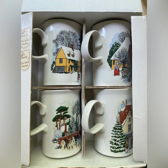 Coffee/hot cocoa Dunoon Christmas mugs 
Set of 4 fine stoneware.Made in Scotland - Picture 13 of 15
